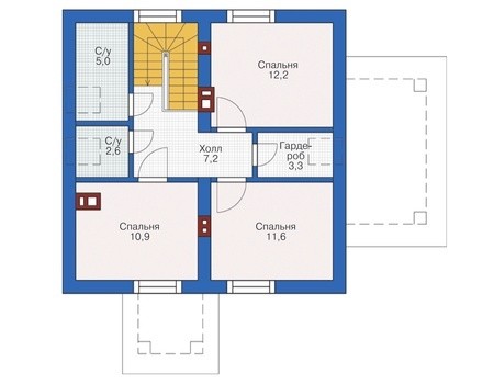 План мансардного этажа :: Проект 55-40